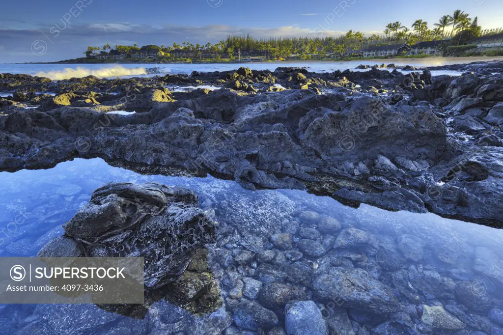 Rock formations on the coast, Kapalua Area, Molokai, Hawaii, USA