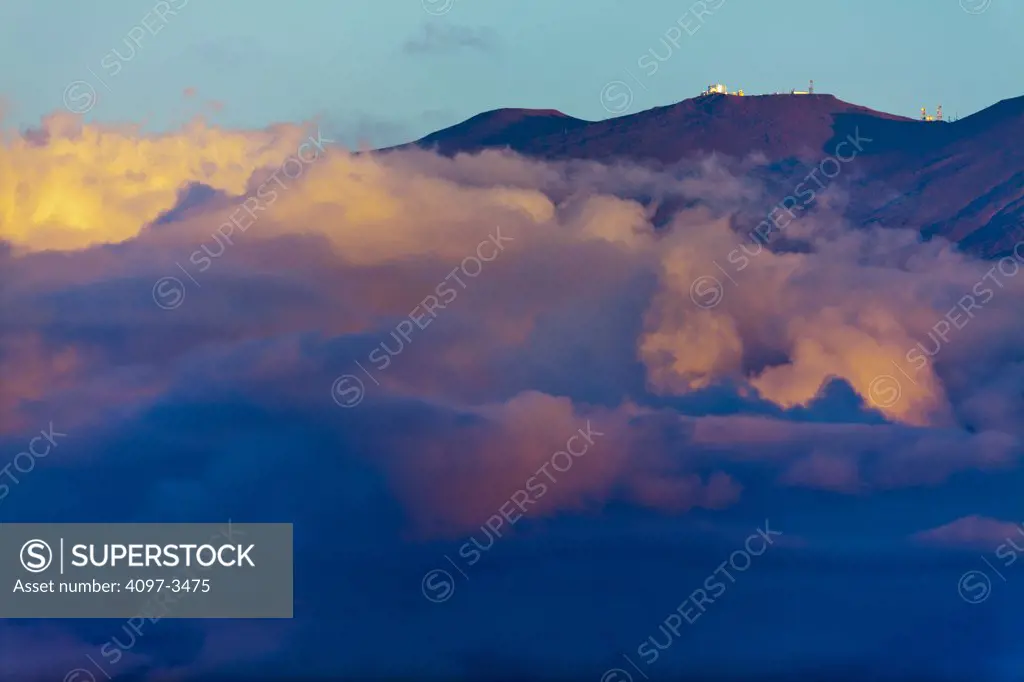 Clouds over a summit, Haleakala, Maui, Hawaii, USA
