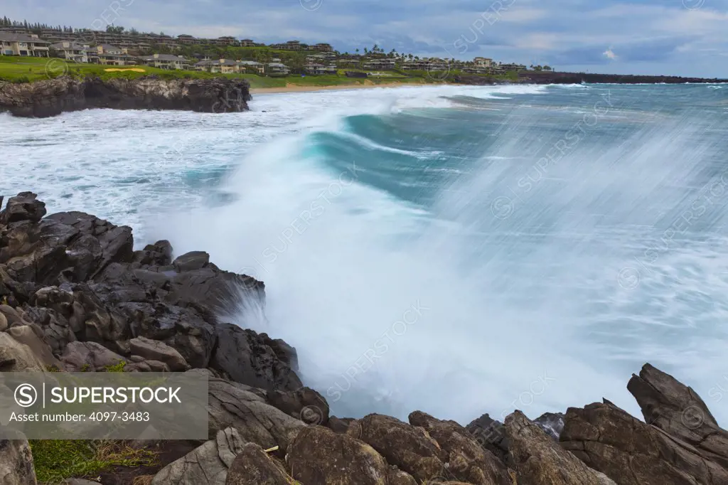 Rock formations at the coast, Oneloa Bay, Maui, Hawaii, USA