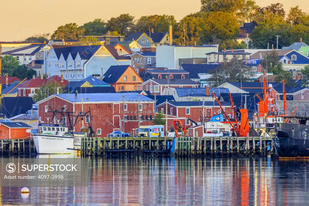 Town at the waterfront, Lunenburg, Nova Scotia, Canada