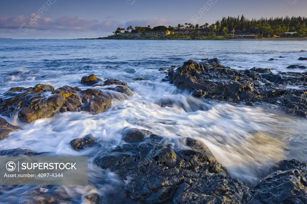 Rock formations at the coast, Napili Bay, Maui, Hawaii, USA