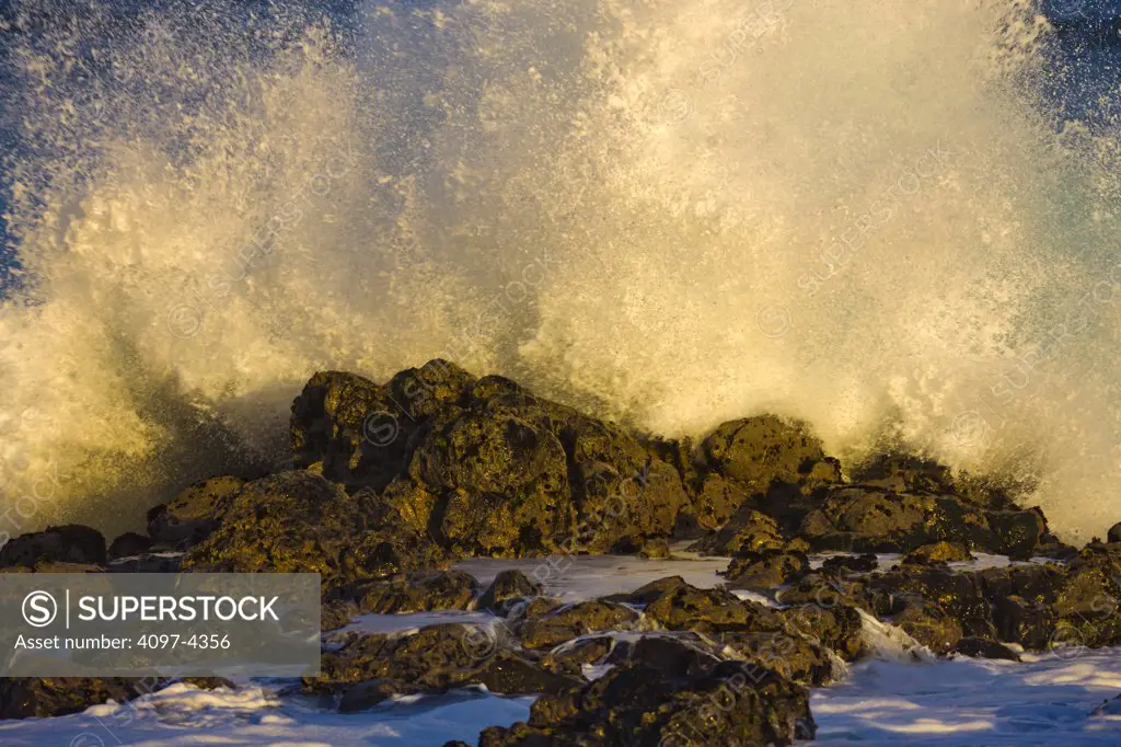 Waves breaking on the coast, Hookipa Beach, Maui, Hawaii, USA