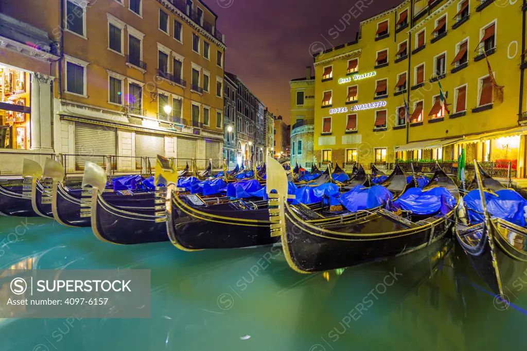 Fondamenta Oresolo and Gondolas at dusk, Venice