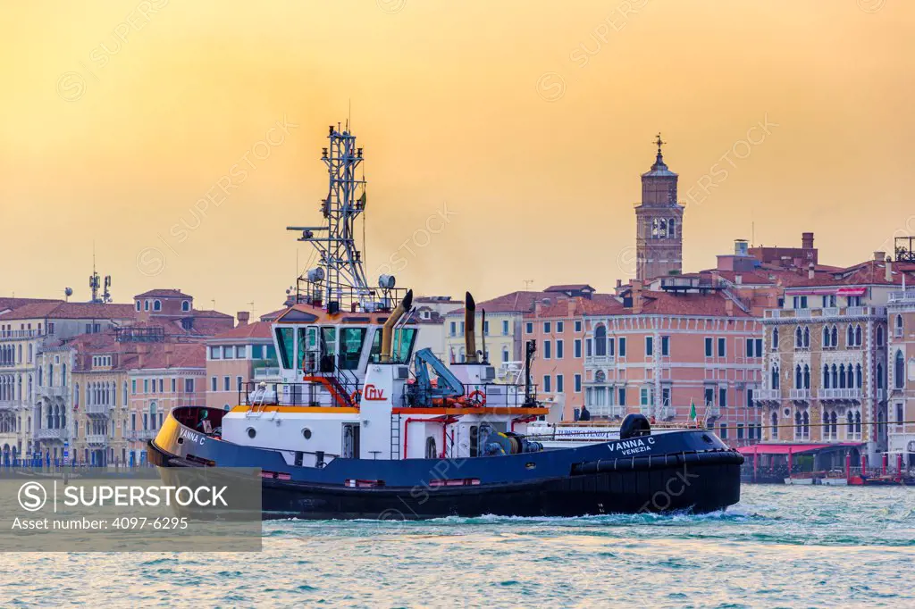 tug entering mouth of Grand Canal, Venice