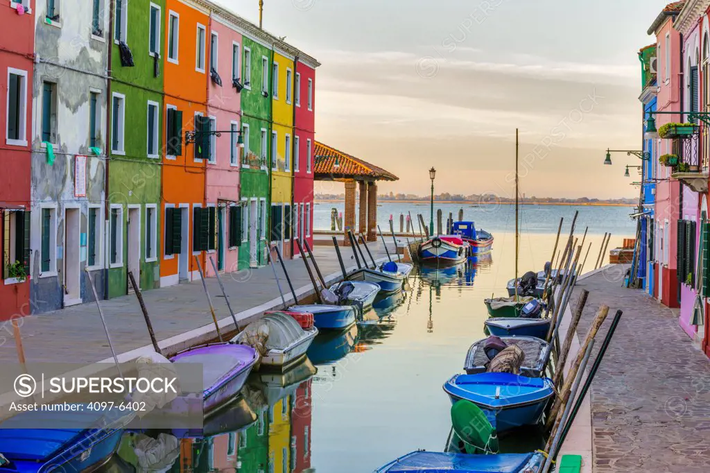 boats moored on Fondamenta di Cavanella, Island of Burano off Venice