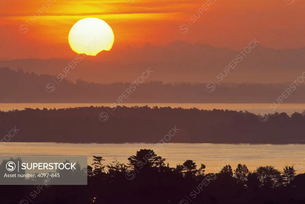 Island at sunrise, Saanich Peninsula, Vancouver Island, British Columbia, Canada