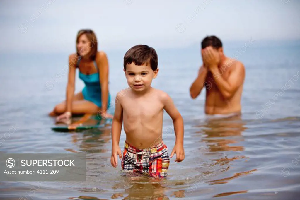 Family enjoying in the Lake Michigan, Glen Arbor, Leelanau County, Michigan, USA