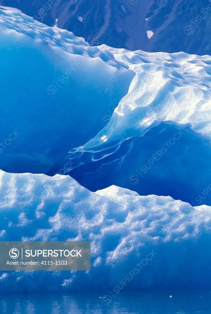 Patterns on a glacial iceberg, Alaska.