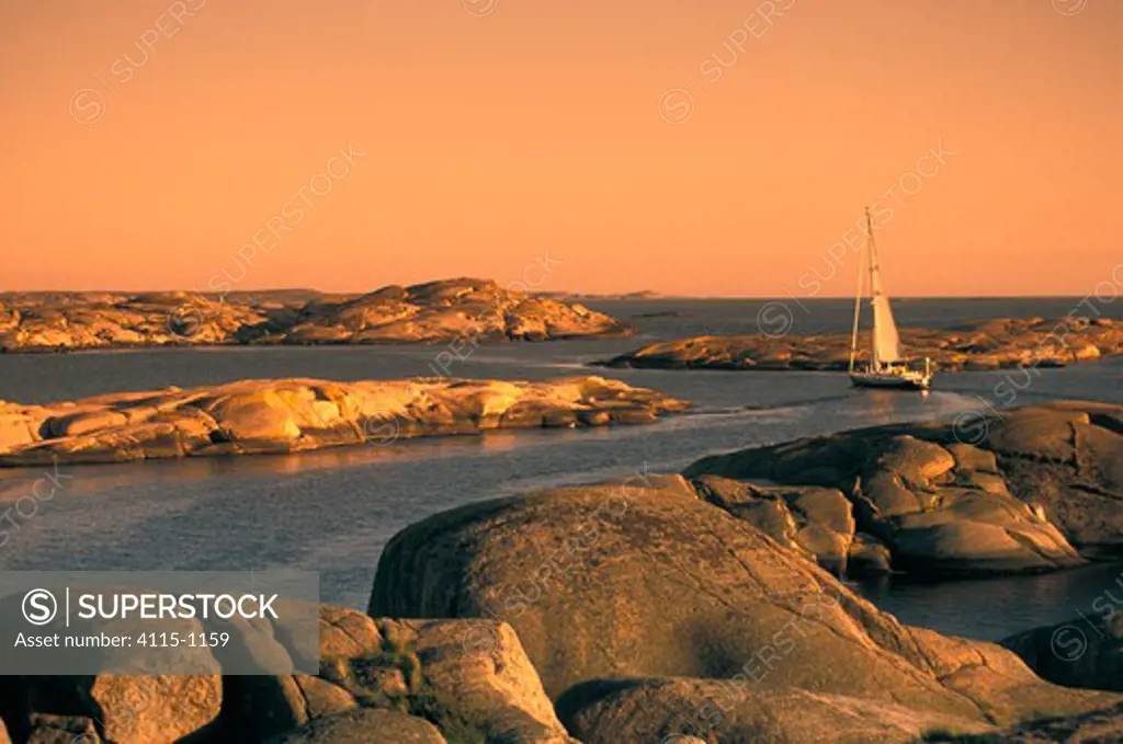 Cruising the rocky waterways of the Swedish archipelago.