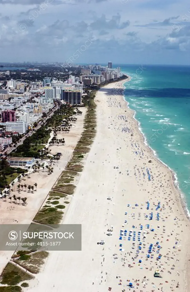 Crowded beach, Miami, Florida, USA, 2001.