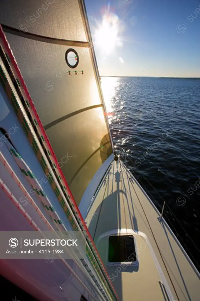 J124 yacht sailing on Naraggansett Bay, Rhode Island, USA.