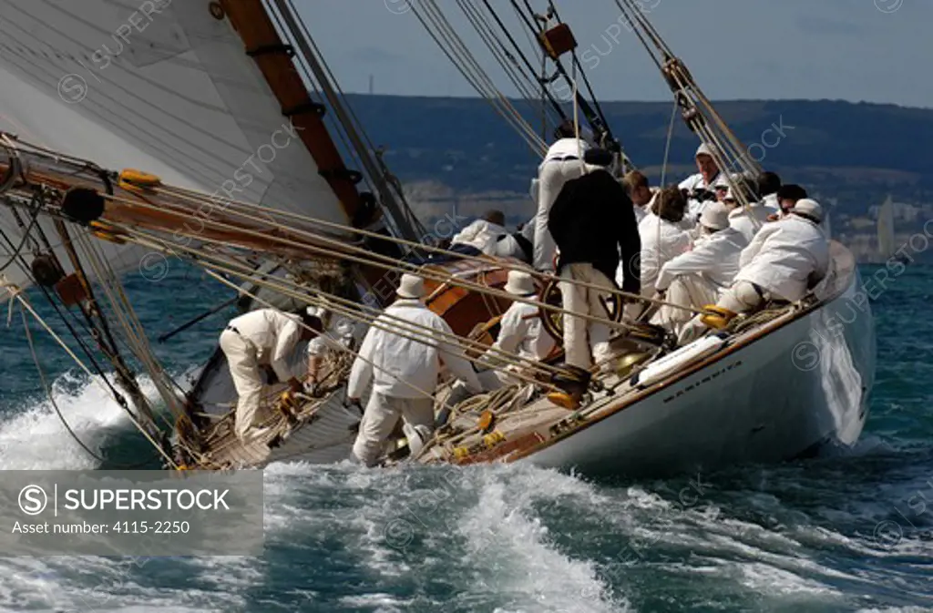 Mariquita' under sail during Round the Island Race, The British Classic Yacht Club Regatta, Cowes Classic Week, July 2008