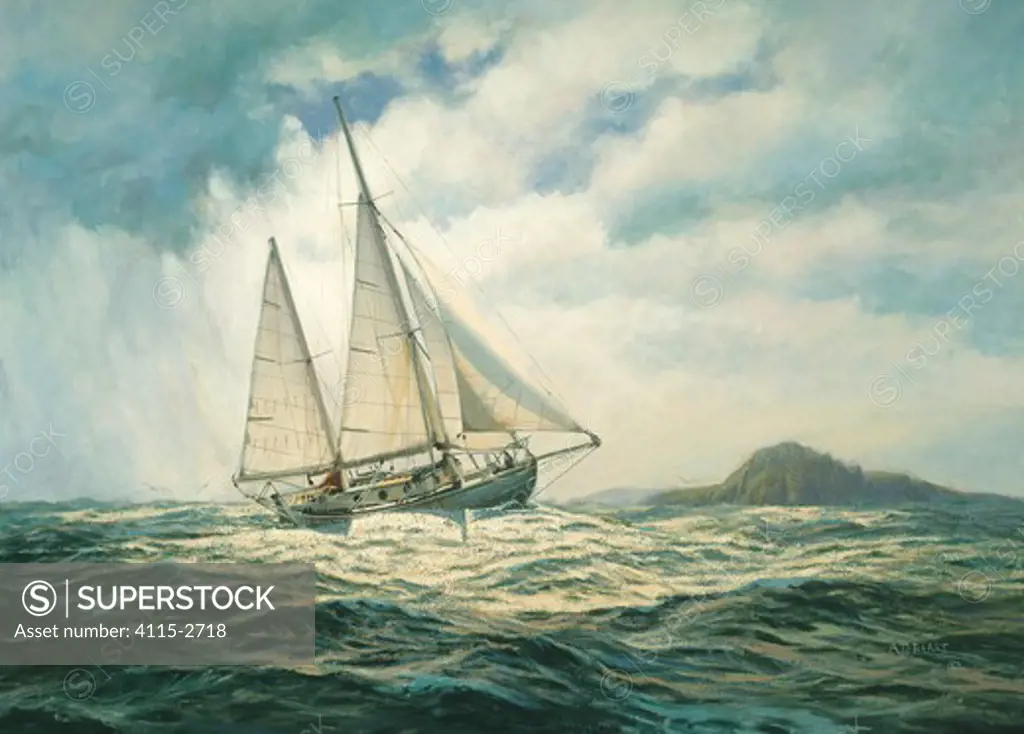 Suhaili rounding Cape Horn, January 17th, 1969.' Oil on canvas, 30' x 18', 1993. Private collection. The painting depicts Robin Knox-Johnston in his ketch Suhaili rounding Cape Horn on January 17th, 1969