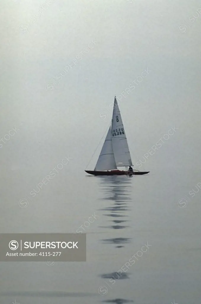 Dragon yacht in the mist, Bay la Forest, 1990