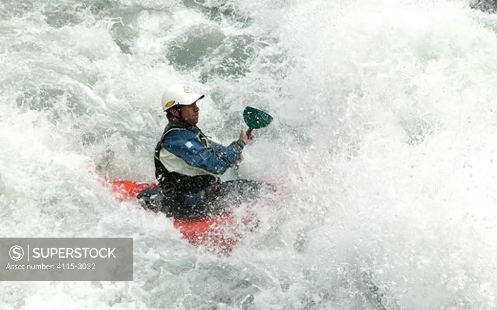 White water canoeing, Shotover River, Queenstown, New Zealand.