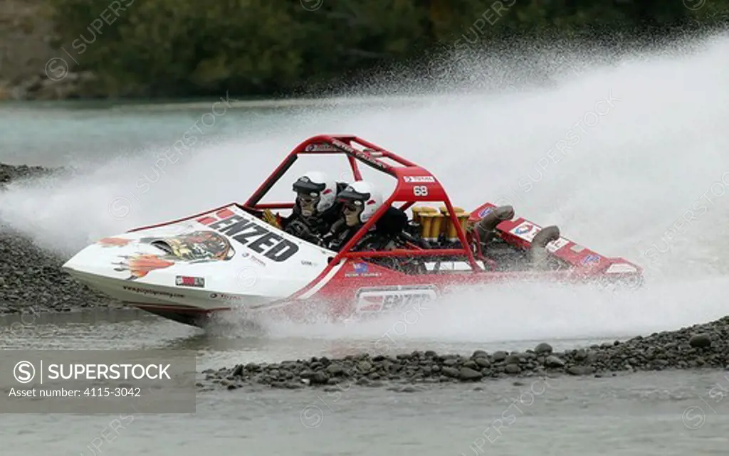 Jet sprint racing, Waimakariri River, Christchurch, New Zealand.