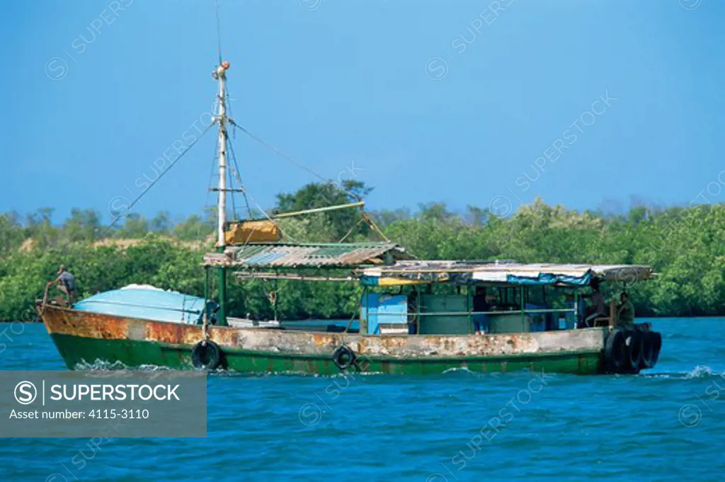 A rustic looking fishing boat, Cien Fuegos, Cuba.