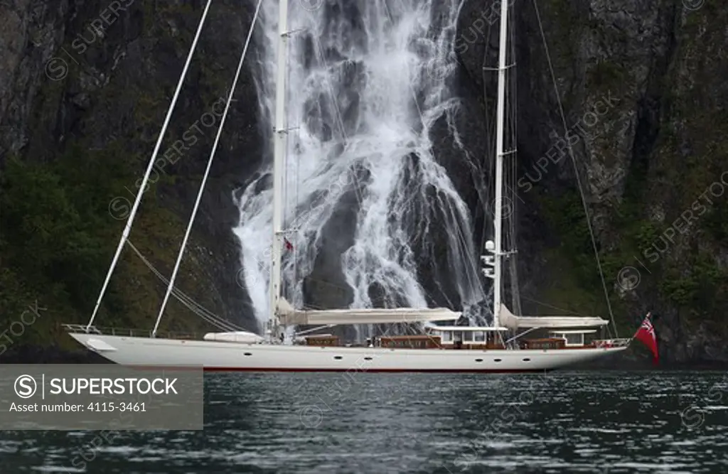 Superyacht 'Adele' exploring the Norwegian Fjords in the Sognefjorde area, during week 25 of her maiden voyage.