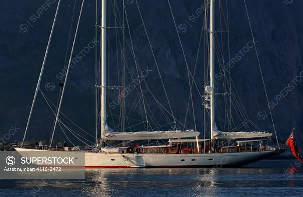 180ft Superyacht 'Adele' on her maiden voyage to the Lofoten Islands, in the Arctic Circle, Norway, June/July 2005.