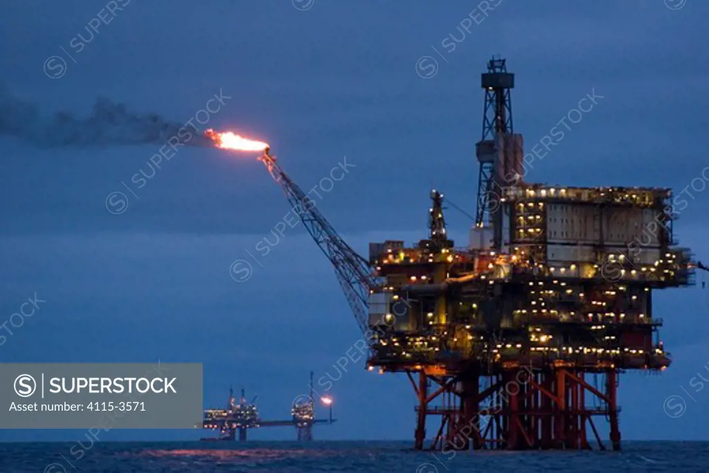 Beryl Bravo oil / gas production platform in the North Sea, 160 miles north east of Aberdeen, Scotland. February 2008.