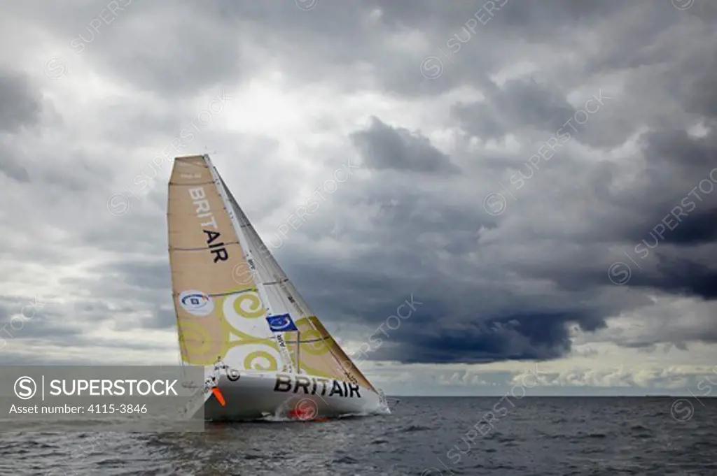 Imoca open 60 'Brit Air' during qualification for Route du Rhum 2010, France, September 2010.