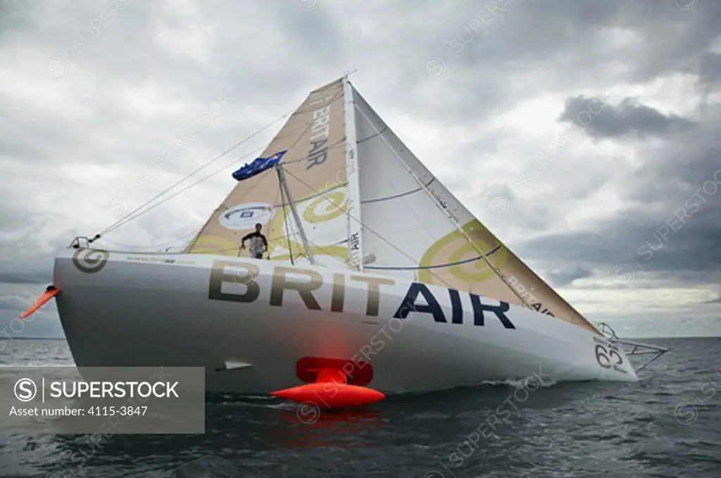 Imoca open 60 'Brit Air' broaching during qualification for Route du Rhum 2010, France, September 2010.