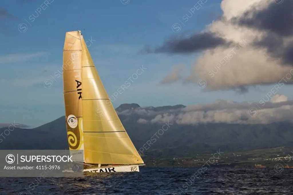 Monocoque 60 'Brit Air' skippered by Armel le Cleac'h finishing in second place of Route du Rhum IMOCA Class. Guadeloupe, November 2010. Editorial use only.