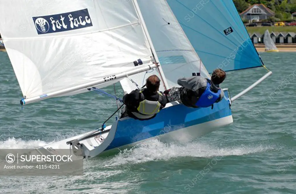 'RS400 Gull Grand Prix at Gurnard Sailing Club, 7/8th May. Racing in Thorness Bay close to Gurnard Isle of Wight. Alistair McBriddle and Ian Gibb 1347
