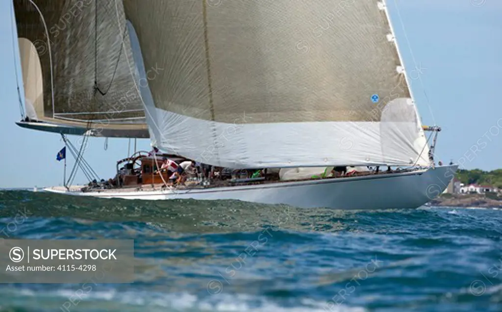 J-class replica 'Ranger' during a race in the J Class Regatta, Newport, Rhode Island, USA, June 2011. All non-editorial uses must be cleared individually.