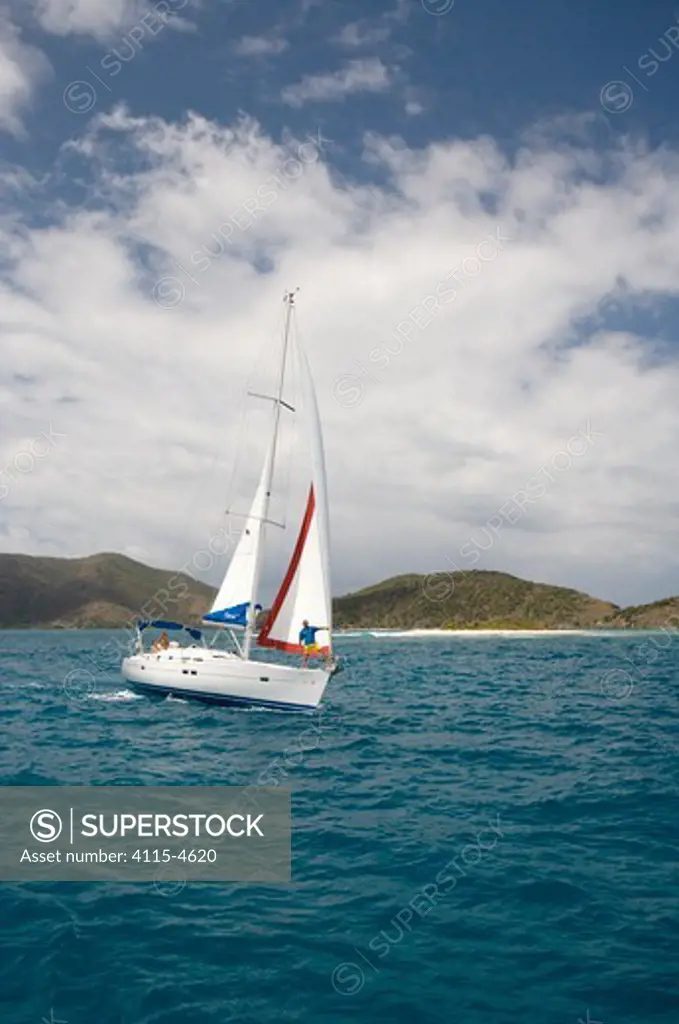 Sunsail yacht cruising in the British Virgin Islands, March 2006. Property Released.