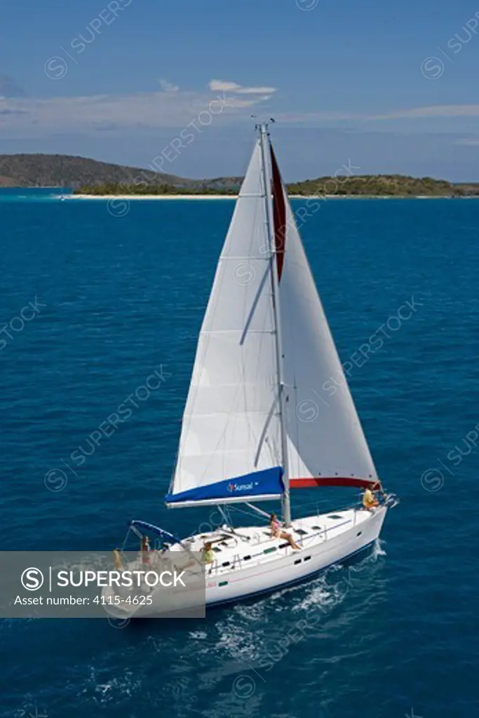 Sunsail yacht sailing in the British Virgin Islands, March 2006. Model released and property Released.