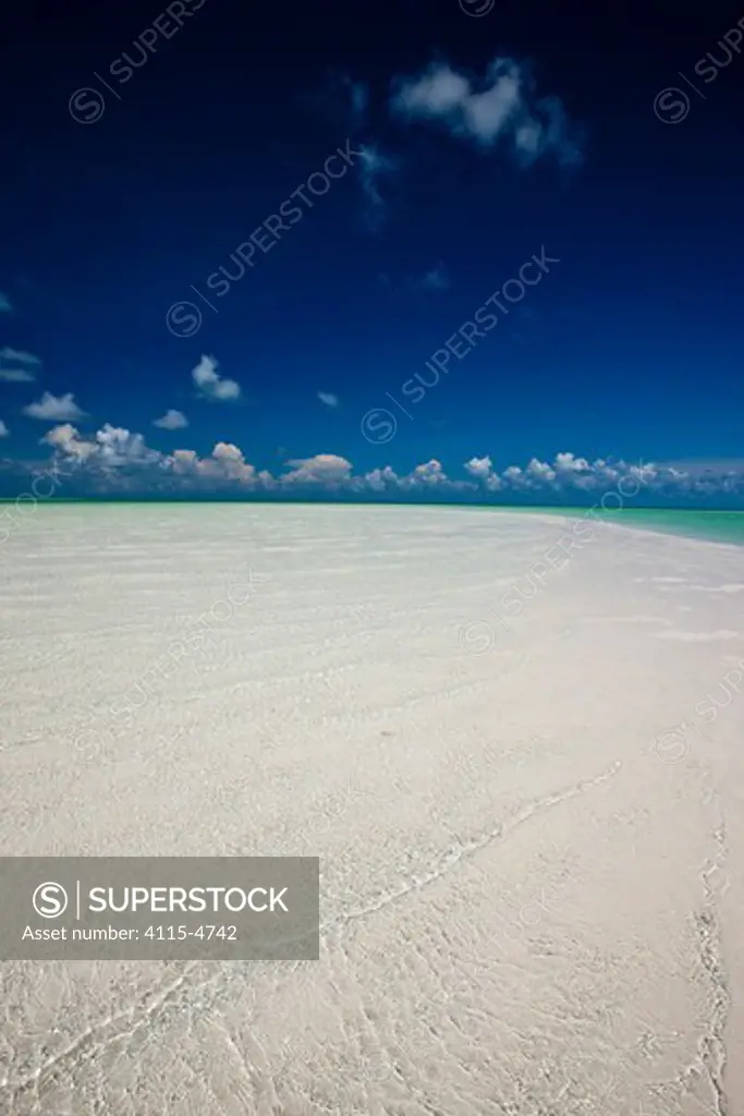 Crystal clear shallows under a blue sky. Exumas, Bahamas, Caribbean, June 2009.