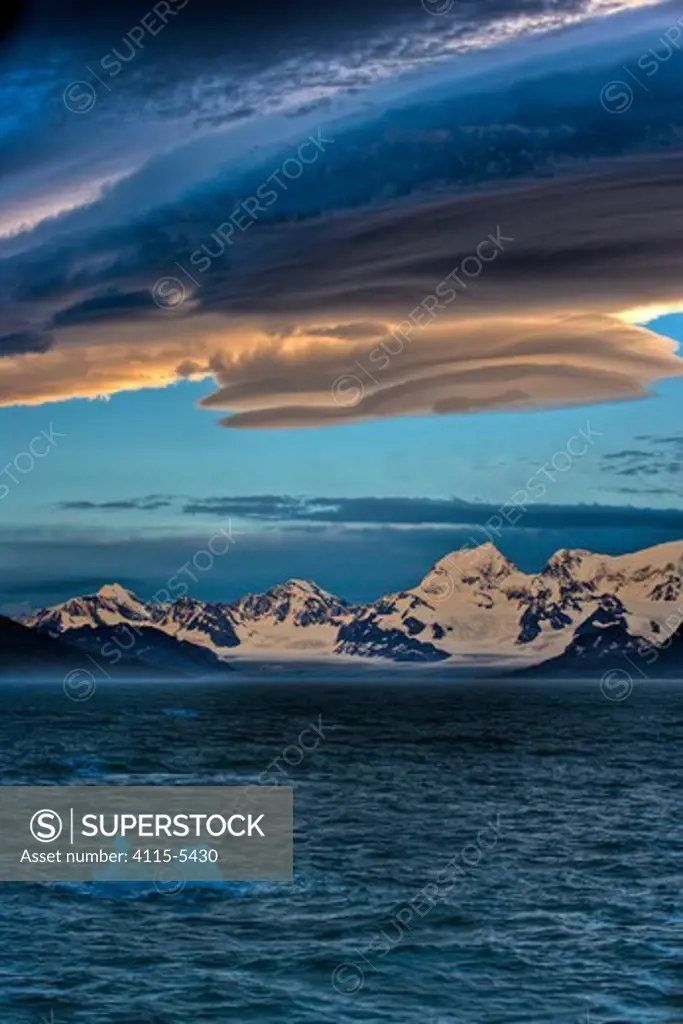 Sunset showing lenticular clouds, South Georgia (non-ex)