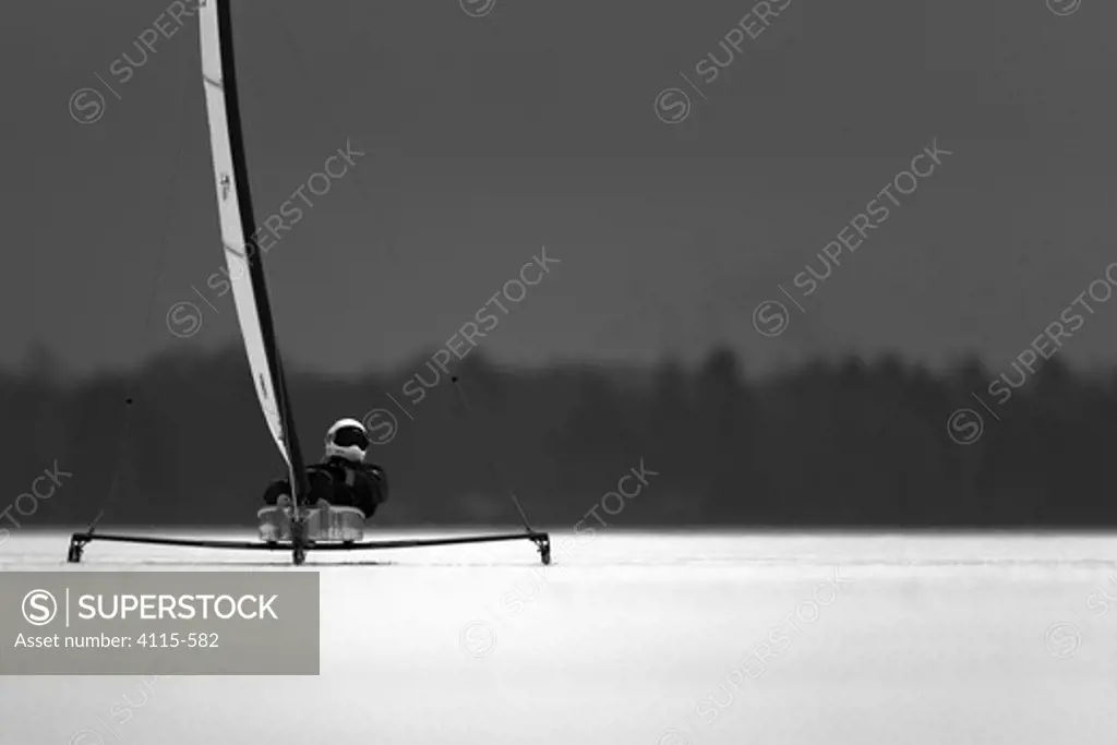 S 74 Dag Eriksson, Swedish Championship DN Ice sailing competition on Lake Glan, Norrkoping, Sweden. March 2009.