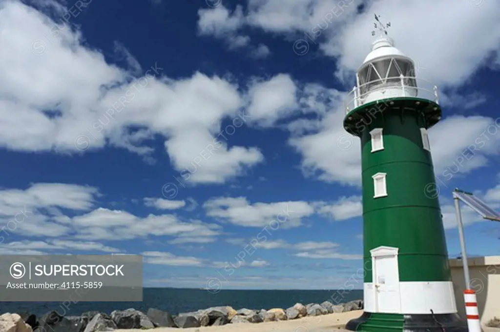 Lighthouse at entrance to Port of Freemantle, estern Australia.