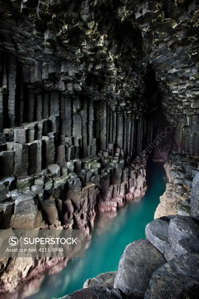 Fingal's Cave, showing basalt columns, Isle of Staffa, Inner Hebrides, Scotland, UK, June 2010