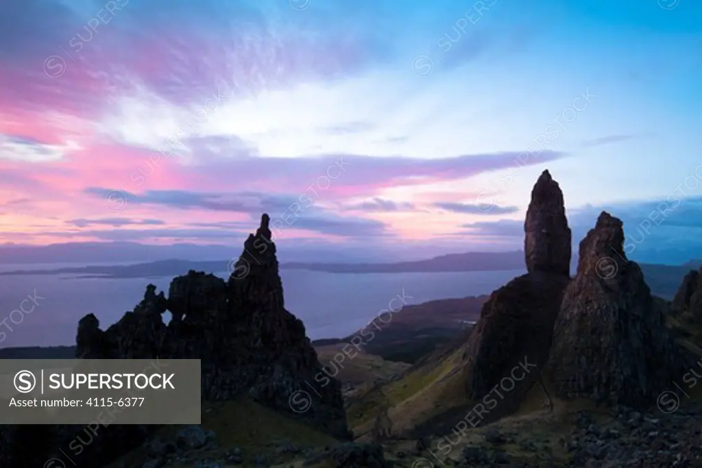 The Old Man of Storr at dawn, Trotternish, Isle of Skye, Scotland, March 2010.