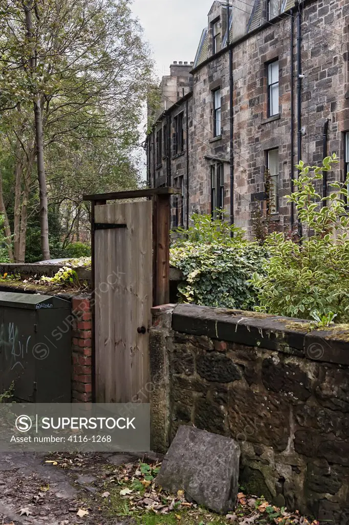 Back entrance doorway in an alley, Glasgow, Scotland