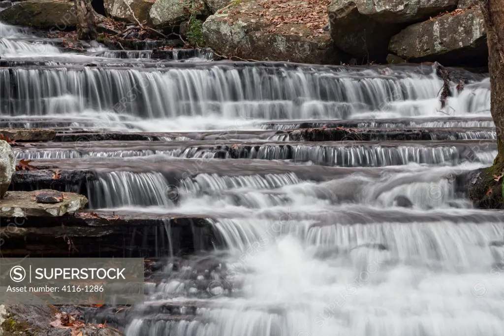 Water falling over rocks, Collins Creek cascades, AR