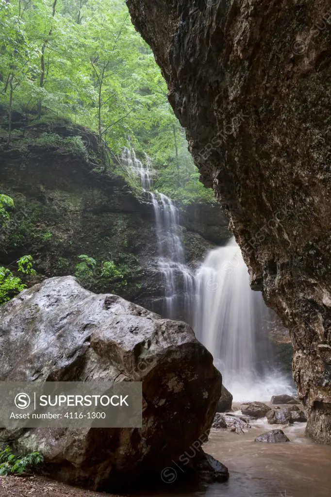 Water falling over rocks, Eden Falls, Lost Valley St. Park, AR