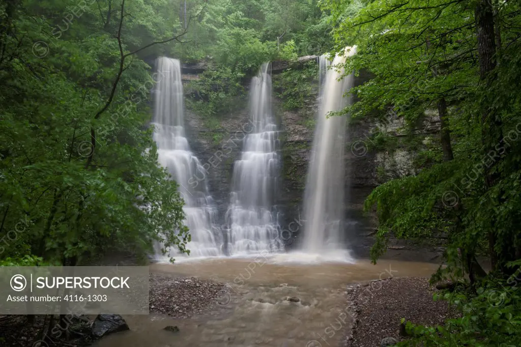 Water falling over rocks, Triple Falls, Camp Orr, AR