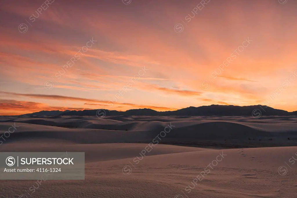 Sand dunes in a desert at dusk, White Sands National Monument, New Mexico, USA