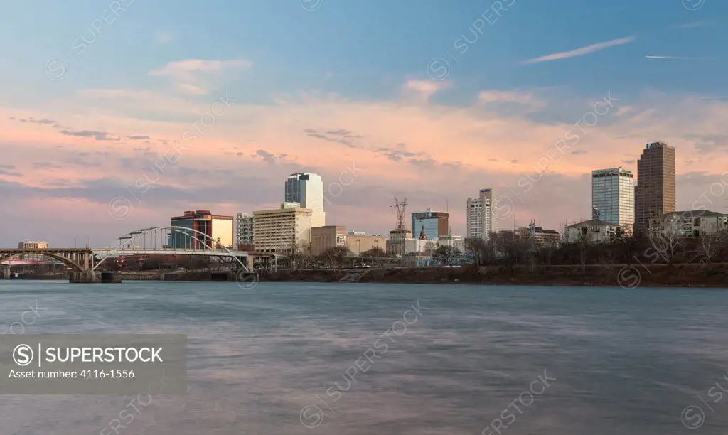 Anti-twilight color over Little Rock's skyline