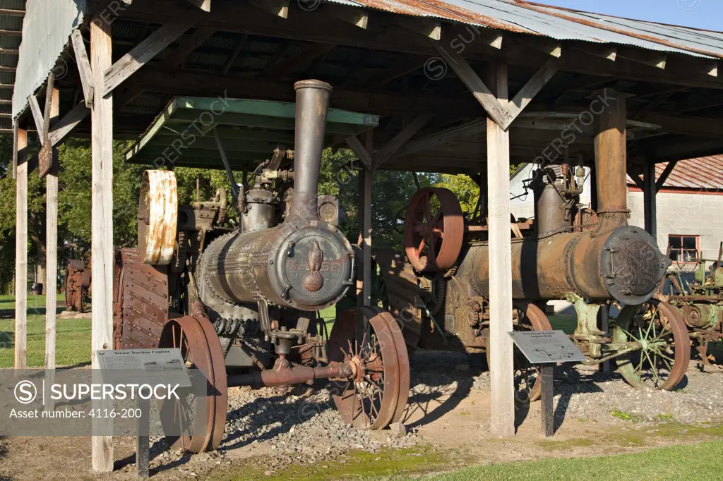 Case steam tractor engines at a museum, Plantation Agriculture Museum, Arkansas, USA