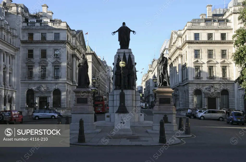 Statues at a town square, Waterloo Place, London, England