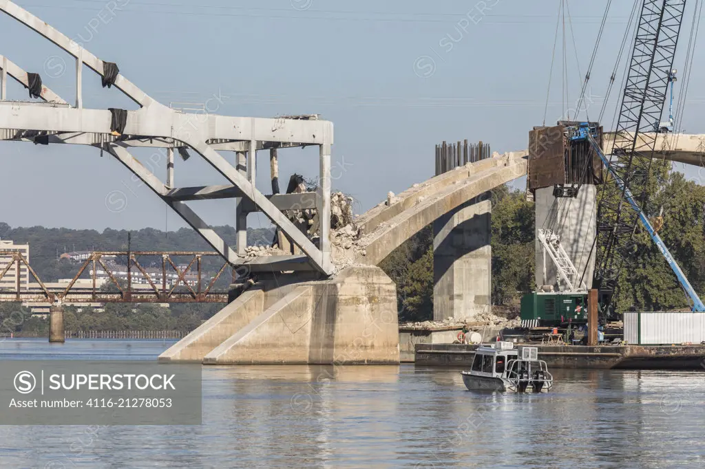 Demolition sequence, Broadway Bridge, Little Rock, AR