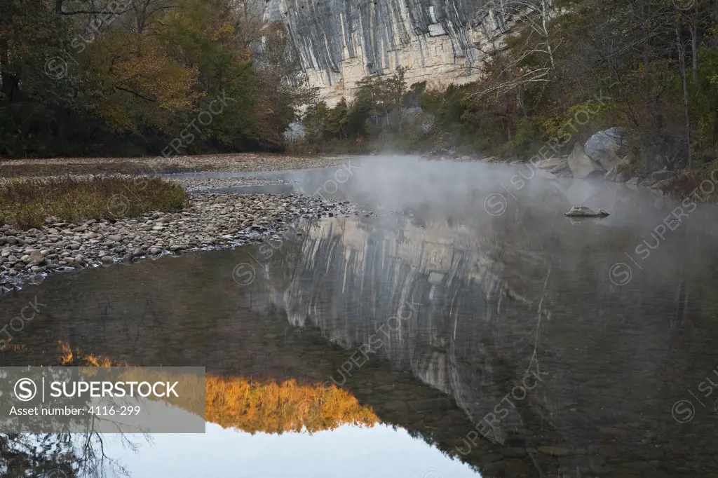 Reflection of a mountain in the river, Buffalo River, Ozark Mountains, Ozark National Forest, Arkansas, USA