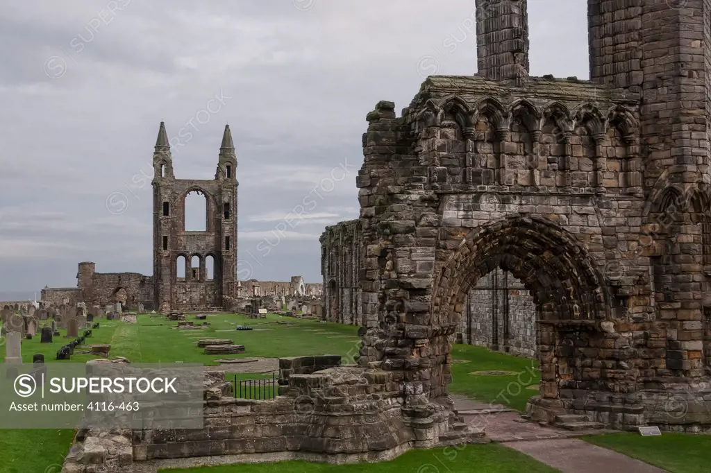Ruins of a cathedral, St. Andrews Cathedral, St. Andrews, Fife, Scotland