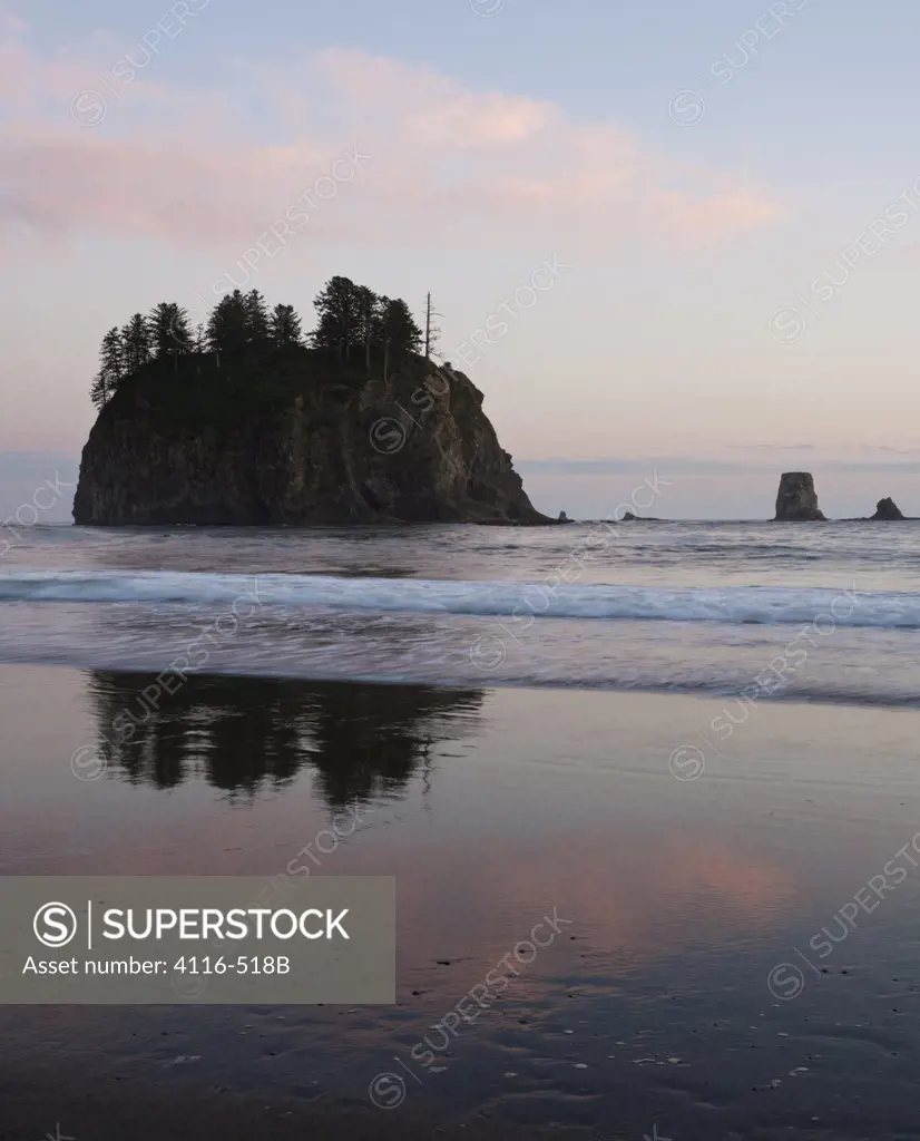 Rock formations in the ocean, Second Beach, Olympic National Park, Washington State, USA