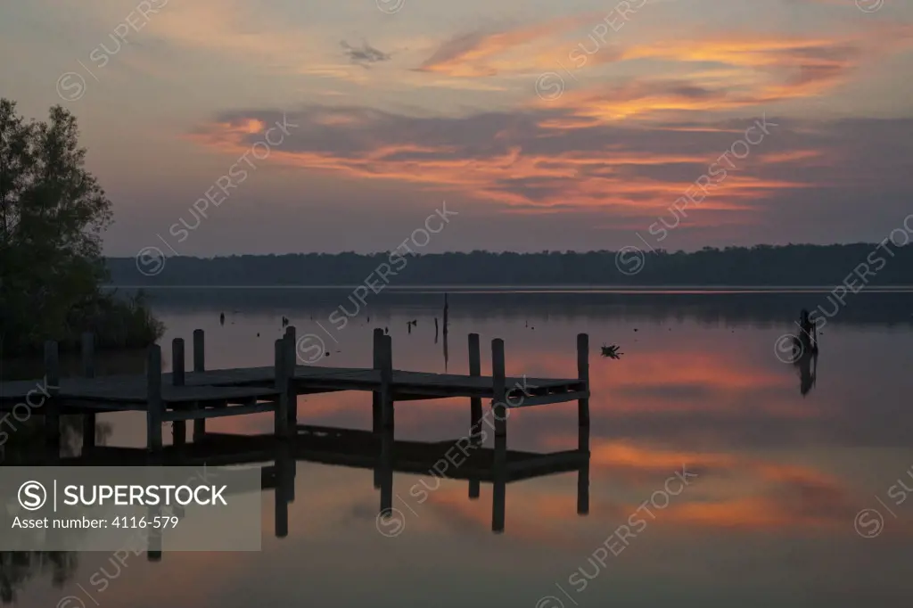 Fishing lake at dawn, Pickthorne Lake, Arkansas, USA